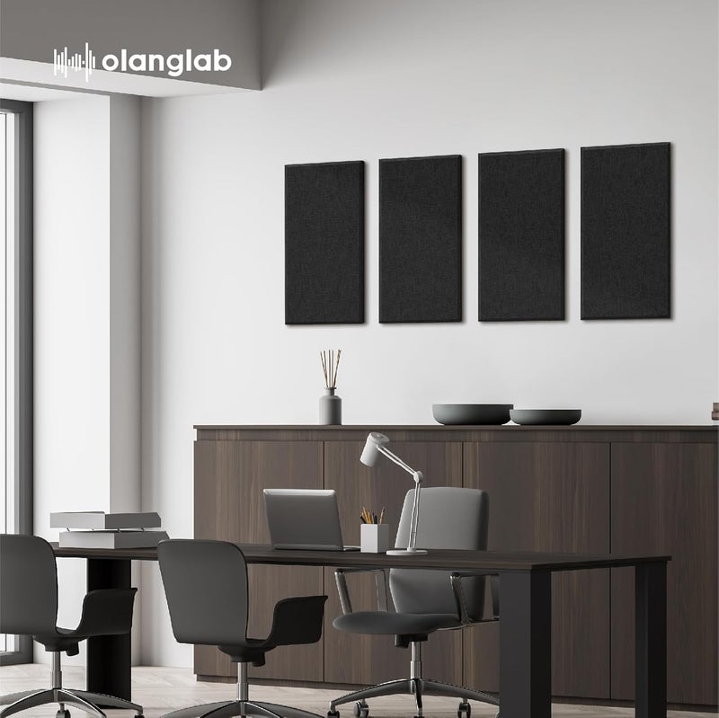 Olanglab Fiberglass Acoustic Wall Panels 4 Pack, 11.8'' x 23.6'' Sound Panels, Fabric Wrapped Sound Proof Panels for Walls (Black) - Image 3